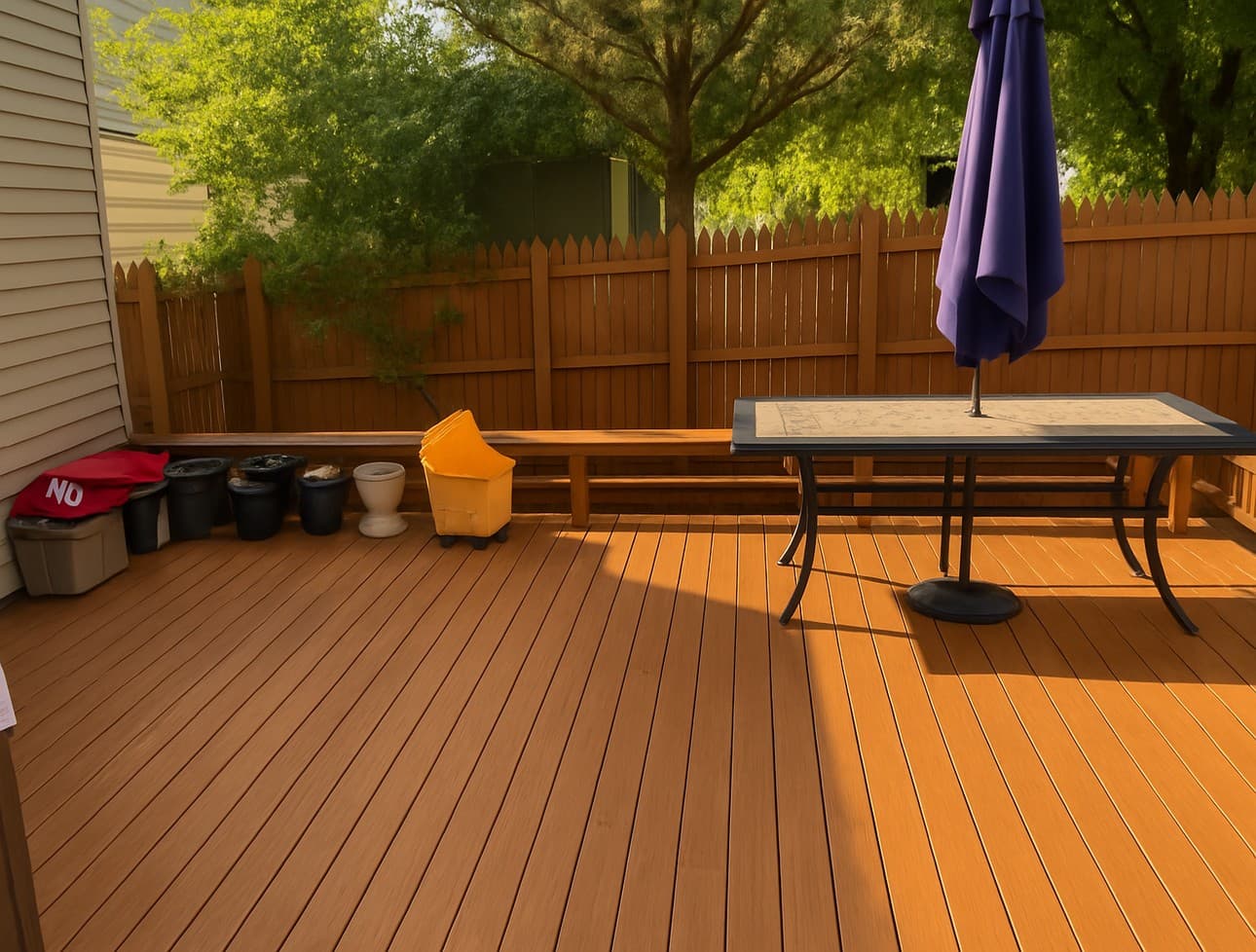 After pressure washing - restored deck