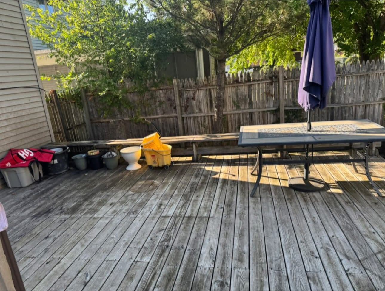 Before pressure washing - weathered deck